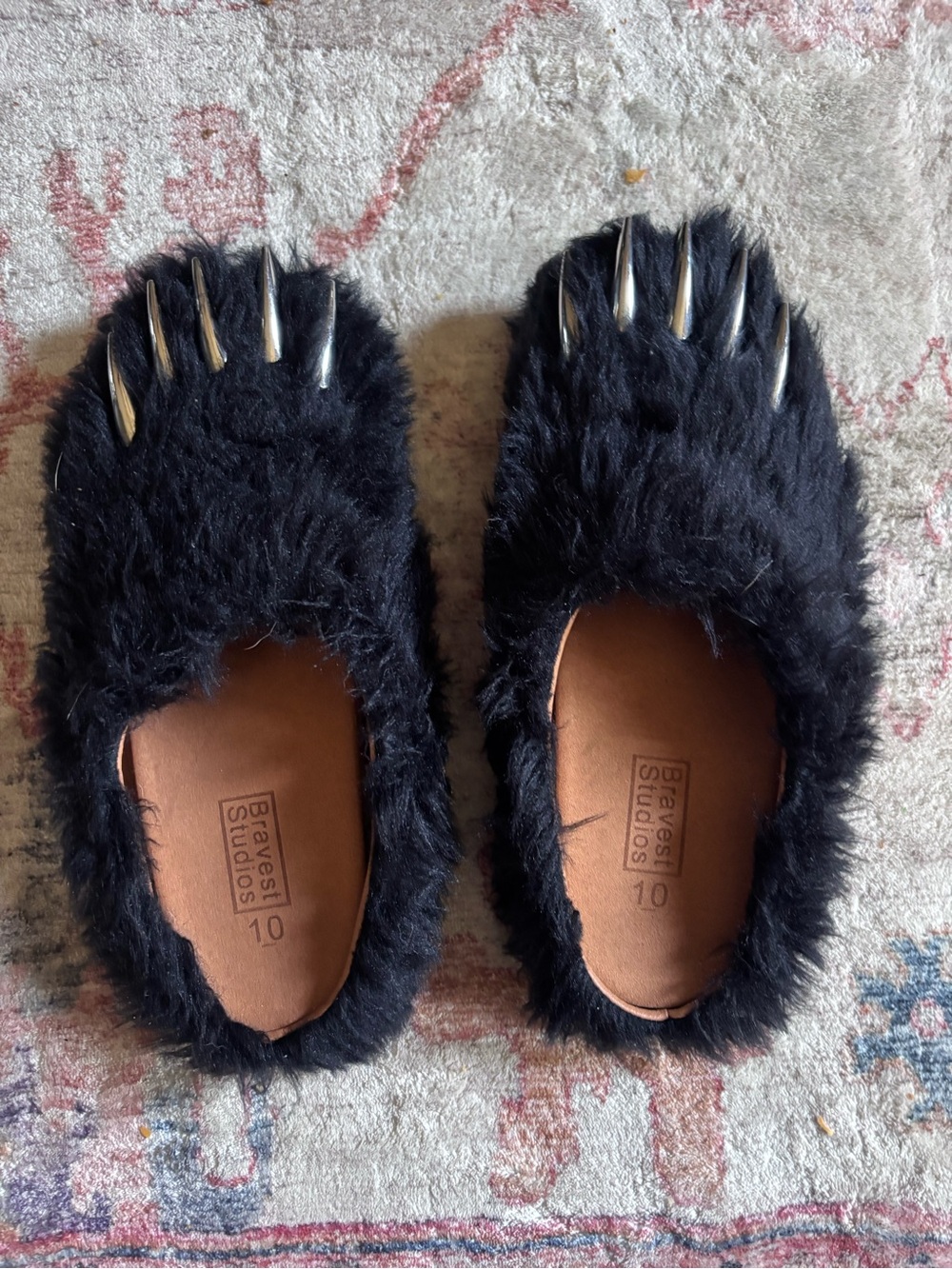 Bravest Studios “Black Bear Claw Mules” Size 10